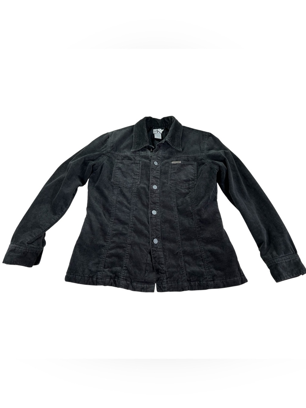 Vintage Calvin Klein Jeans Corduroy Trucker Jacket L Black Quilted Padded Y2K
